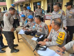 Giat Kapolres Bungo pengecekan dan pendataan senjata api yang di pinjam pakaikan kepada personil”