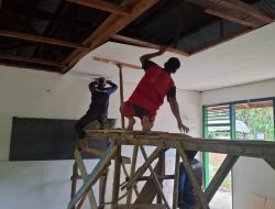Satgas TMMD Ke-123 Kodim 0416/Bute” Mulai Pemasangan Plafon di Madrasah Ibtidaiyah Nurul Falah