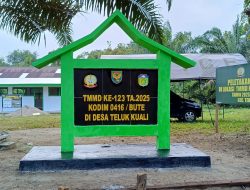 Tugu Prasasti Yang Dibangun Oleh Satgas Sebagai Bukti Bahwa Pelaksanaan TMMD Tahun 2025 Oleh Satgas  Kodim 0416/Bute”