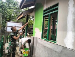 Giat Tim TMMD  Ke 123,Kodim 0416/Bute,Mengecat Dinding  RTLH  Punya Hendri,