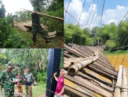 Kodim 0416/Bungo Tebo Bangun Kembali Jembatan Gantung Desa Rantau Duku
