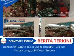Kodim 0416/Bute, Polres Bungo dan BPBD Evakuasi Korban Longsor di Dusun Empelu