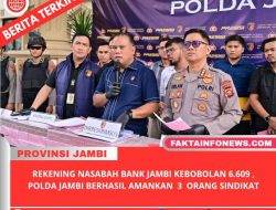 Rekening Nasabah Bank Jambi Kebobolan 6.609 , Polda Jambi Berhasil Amankan 3 Orang Sindikat  Tersebut,