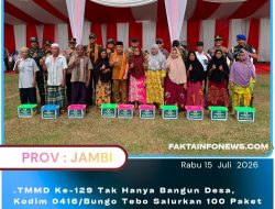 TMMD Ke-129 Tak Hanya Bangun Desa, Kodim 0416/Bungo Tebo Salurkan 100 Paket Sembako