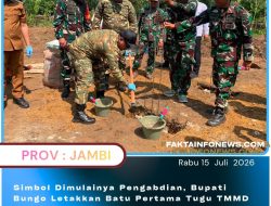 Simbol Dimulainya Pengabdian, Bupati Bungo Letakkan Batu Pertama Tugu TMMD Ke-129