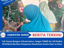 Tak Hanya Bangun Infrastruktur, Satgas TMMD Ke-129 Kodim 0416/Bute Berikan Pelayanan Kesehatan Gratis Door to Door