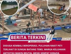 Diduga Kembali Beroperasi, Puluhan Rakit PETI Terlihat di Sungai Batang Tebo, Warga Keluhkan Aktivitas Makin Brutal Meski Sempat Dirazia