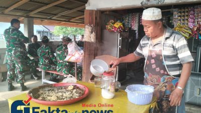 Satgas TNI Manunggal Membangun Desa (TMMD) Ke-129 Kodim 0416/Bute Membangun Kedekatan Dan Rasa Kekeluargaan Dengan Warga.