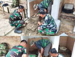 Satgas TMMD Ke-129 Kodim 0416/Bute Rampungkan Pemasangan Keramik Tempat Wudhu dan MCK Langgar Nurul Fajri