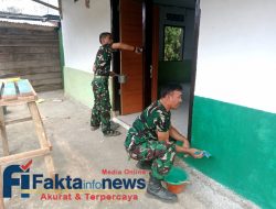 Percantik Rumah Ibadah, Satgas TMMD Ke-129 Kodim 0416/Bute Cat Dinding Langgar Nurul Fajri